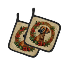 Load image into Gallery viewer, Rhodesian Ridgeback Christmas Flowers Pot Holders - Set of 2 Decorative Kitchen Helpers | Made in the USA