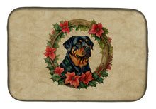 Load image into Gallery viewer, Rottweiler Christmas Flowers Dish Drying Mat
