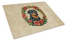 Load image into Gallery viewer, Rottweiler Christmas Flowers Glass Cutting Boards – Durable, Decorative Kitchen Art