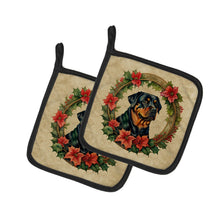 Load image into Gallery viewer, Rottweiler Christmas Flowers Pot Holders - Set of 2 Decorative Kitchen Helpers | Made in the USA