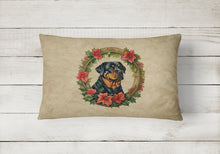 Load image into Gallery viewer, Rottweiler Christmas Flowers Throw Pillow