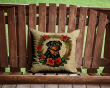 Load image into Gallery viewer, Rottweiler Christmas Flowers Throw Pillow - 14x14 Decorative Pillow – Art for Your Home &amp; Patio