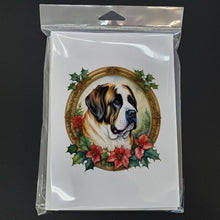 Load image into Gallery viewer, Saint Bernard Christmas Flowers Greeting Cards - Blank Note Cards – 8-Pack of Artist-Designed Cards with Envelopes