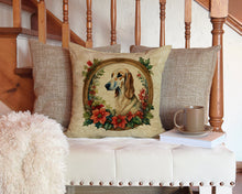 Load image into Gallery viewer, Saluki Christmas Flowers Throw Pillow - 14x14 Decorative Pillow – Art for Your Home &amp; Patio