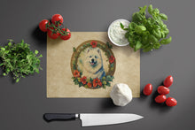 Load image into Gallery viewer, Samoyed Christmas Flowers Glass Cutting Boards – Durable, Decorative Kitchen Art
