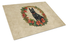 Load image into Gallery viewer, Schipperke Christmas Flowers Glass Cutting Boards – Durable, Decorative Kitchen Art