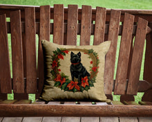 Load image into Gallery viewer, Schipperke Christmas Flowers Throw Pillow - 14x14 Decorative Pillow – Art for Your Home &amp; Patio