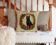 Load image into Gallery viewer, Schipperke Christmas Flowers Throw Pillow - 14x14 Decorative Pillow – Art for Your Home &amp; Patio