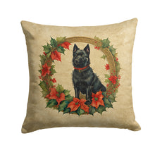 Load image into Gallery viewer, Schipperke Christmas Flowers Throw Pillow - 14x14 Decorative Pillow – Art for Your Home &amp; Patio