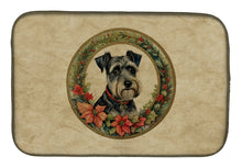 Load image into Gallery viewer, Schnauzer Christmas Flowers Dish Drying Mat