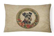Load image into Gallery viewer, Schnauzer Christmas Flowers Throw Pillow