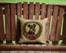 Load image into Gallery viewer, Schnauzer Christmas Flowers Throw Pillow - 14x14 Decorative Pillow – Art for Your Home &amp; Patio