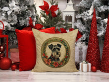 Load image into Gallery viewer, Schnauzer Christmas Flowers Throw Pillow