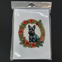 Load image into Gallery viewer, Scottish Terrier Christmas Flowers Greeting Cards - Blank Note Cards – 8-Pack of Artist-Designed Cards with Envelopes