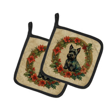 Load image into Gallery viewer, Scottish Terrier Christmas Flowers Pot Holders - Set of 2 Decorative Kitchen Helpers | Made in the USA