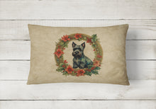 Load image into Gallery viewer, Scottish Terrier Christmas Flowers Throw Pillow