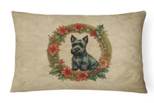 Load image into Gallery viewer, Scottish Terrier Christmas Flowers Throw Pillow