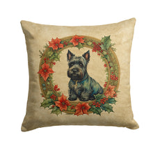 Load image into Gallery viewer, Scottish Terrier Christmas Flowers Throw Pillow - 14x14 Decorative Pillow – Art for Your Home &amp; Patio