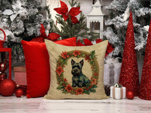 Load image into Gallery viewer, Scottish Terrier Christmas Flowers Throw Pillow
