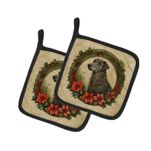 Load image into Gallery viewer, Scottish Deerhound Christmas Flowers Pot Holders - Set of 2 Decorative Kitchen Helpers | Made in the USA