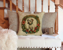 Load image into Gallery viewer, Sealyham Terrier Christmas Flowers Throw Pillow - 14x14 Decorative Pillow – Art for Your Home &amp; Patio