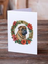 Load image into Gallery viewer, Shar Pei Christmas Flowers Greeting Cards - Blank Note Cards – 8-Pack of Artist-Designed Cards with Envelopes