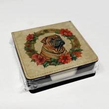 Load image into Gallery viewer, Shar Pei Christmas Flowers PU Leather Note Paper Holder