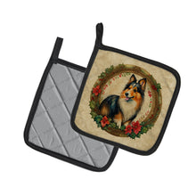 Load image into Gallery viewer, Sheltie Christmas Flowers Pot Holders - Set of 2 Decorative Kitchen Helpers | Made in the USA