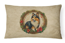 Load image into Gallery viewer, Sheltie Christmas Flowers Throw Pillow