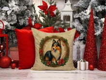 Load image into Gallery viewer, Sheltie Christmas Flowers Throw Pillow