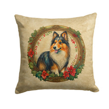 Load image into Gallery viewer, Sheltie Christmas Flowers Throw Pillow