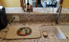 Load image into Gallery viewer, Shiba Inu Christmas Flowers Dish Drying Mat