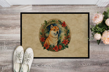Load image into Gallery viewer, Shiba Inu Christmas Flowers Doormat-24x36 Indoor / Outdoor Rug | Made in USA