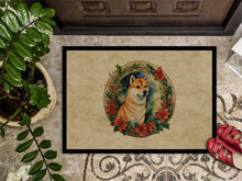 Load image into Gallery viewer, Shiba Inu Christmas Flowers Doormat-24x36 Indoor / Outdoor Rug | Made in USA