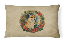 Load image into Gallery viewer, Shiba Inu Christmas Flowers Throw Pillow