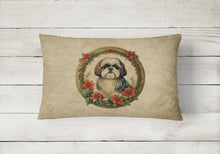 Load image into Gallery viewer, Shih Tzu Christmas Flowers Throw Pillow