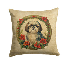 Load image into Gallery viewer, Shih Tzu Christmas Flowers Throw Pillow