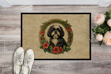 Load image into Gallery viewer, Shih Tzu Christmas Flowers Doormat - 18X27 Indoor / Outdoor Rug | Made in USA