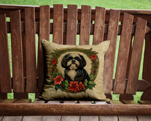 Load image into Gallery viewer, Shih Tzu Christmas Flowers Throw Pillow - 14x14 Decorative Pillow – Art for Your Home &amp; Patio