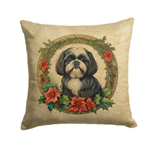 Load image into Gallery viewer, Shih Tzu Christmas Flowers Throw Pillow