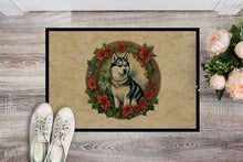 Load image into Gallery viewer, Siberian Husky Christmas Flowers Doormat-24x36 Indoor / Outdoor Rug | Made in USA