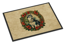 Load image into Gallery viewer, Siberian Husky Christmas Flowers Doormat-24x36 Indoor / Outdoor Rug | Made in USA