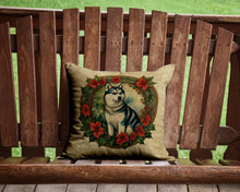 Load image into Gallery viewer, Siberian Husky Christmas Flowers Throw Pillow - 14x14 Decorative Pillow – Art for Your Home &amp; Patio