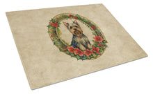 Load image into Gallery viewer, Silky Terrier Christmas Flowers Glass Cutting Boards – Durable, Decorative Kitchen Art