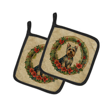 Load image into Gallery viewer, Silky Terrier Christmas Flowers Pot Holders - Set of 2 Decorative Kitchen Helpers | Made in the USA