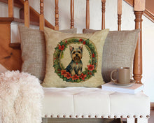 Load image into Gallery viewer, Silky Terrier Christmas Flowers Throw Pillow - 14x14 Decorative Pillow – Art for Your Home &amp; Patio
