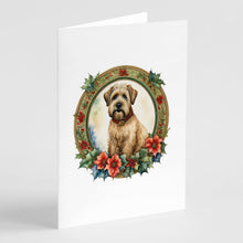 Load image into Gallery viewer, Wheaten Terrier Christmas Flowers Greeting Cards - Blank Note Cards – 8-Pack of Artist-Designed Cards with Envelopes