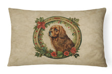Load image into Gallery viewer, Sussex Spaniel Christmas Flowers Throw Pillow