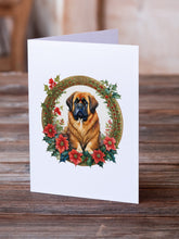 Load image into Gallery viewer, Tibetan Mastiff Christmas Flowers Greeting Cards - Blank Note Cards – 8-Pack of Artist-Designed Cards with Envelopes