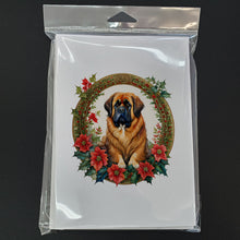 Load image into Gallery viewer, Tibetan Mastiff Christmas Flowers Greeting Cards - Blank Note Cards – 8-Pack of Artist-Designed Cards with Envelopes
